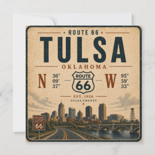 Tulsa Route 66 Travel Coordinates Invite