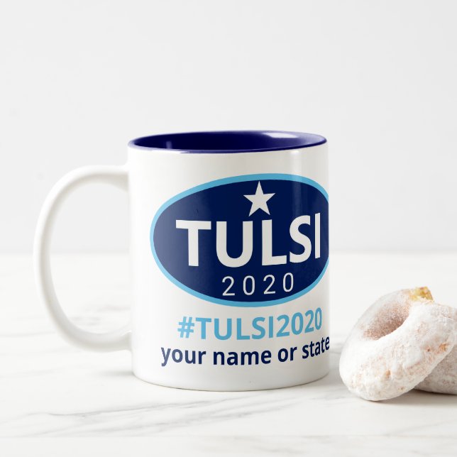 Tulsi 2020 Gabbard Campaign Unique Political Two-Tone Coffee Mug (With Donut)