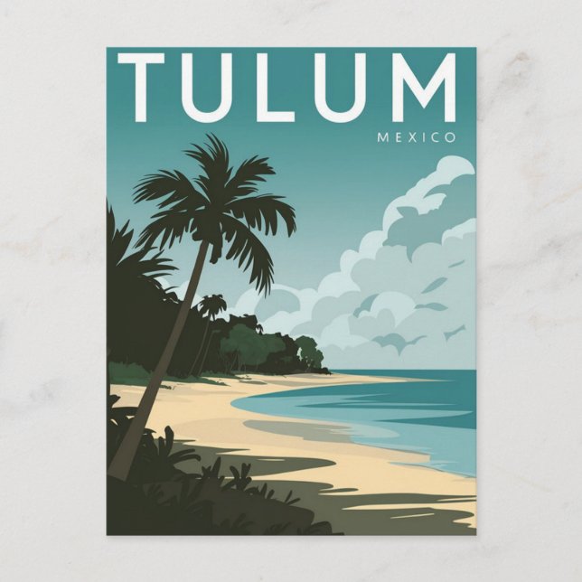 Tulum Beach, Mexico Vintage Retro Postcard (Front)