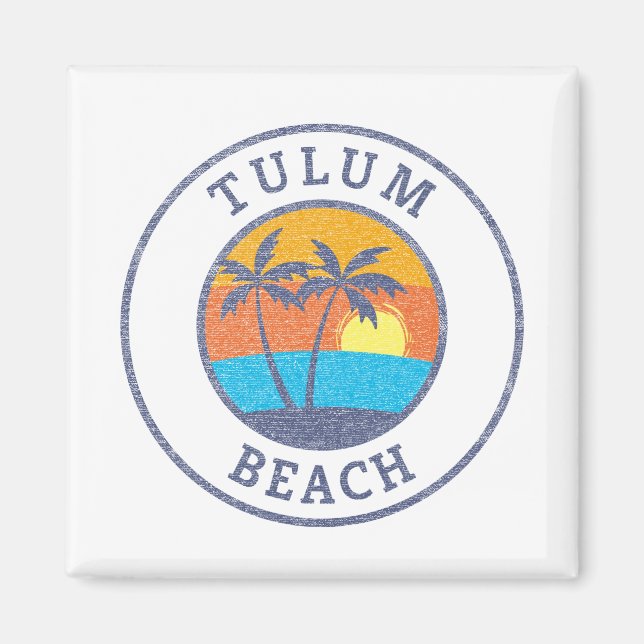 Tulum Beach, Riviera Maya Faded Classic Style Magnet (Front)