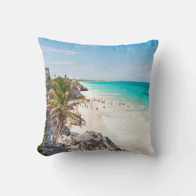 Tulum Beach Throw Pillow (Front)