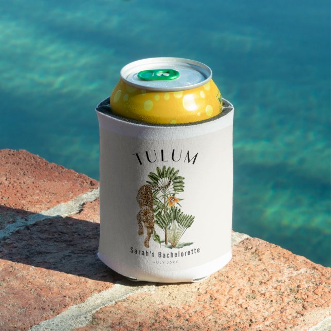 Tulum Leopard Tropical Bachelorette Weekend Can Cooler (In Situ Pool)