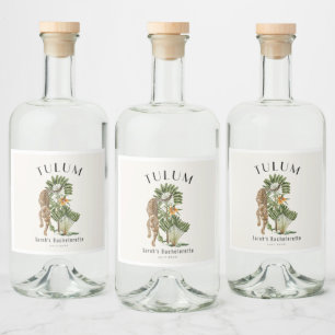Tulum Leopard Tropical Bachelorette Weekend Liquor Bottle Label