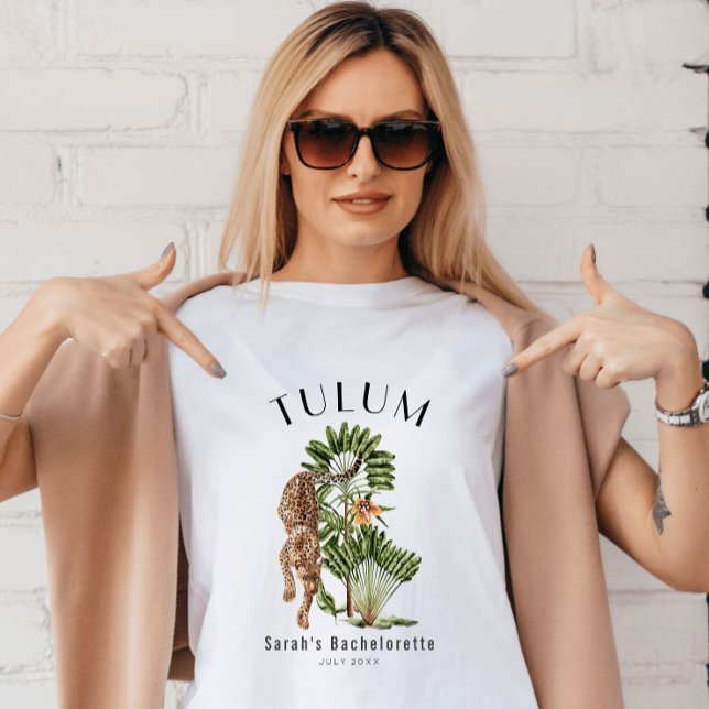 Tulum Leopard Tropical Bachelorette Weekend T-Shirt (Creator Uploaded)