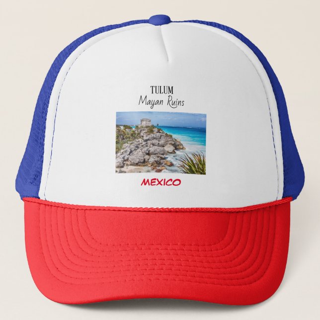 Tulum Mayan Ruins Mexico Trucker Hat (Front)