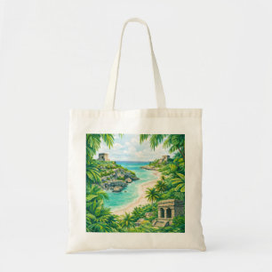 Tulum Mexico Maya Ruins Tropical Beach Tote Bag