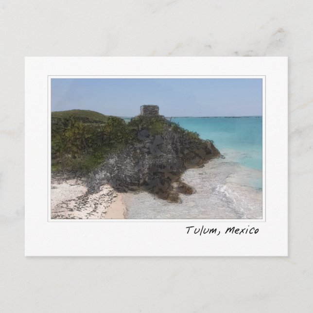 Tulum Mexico Mayan Ruin Ocean Postcard (Front)