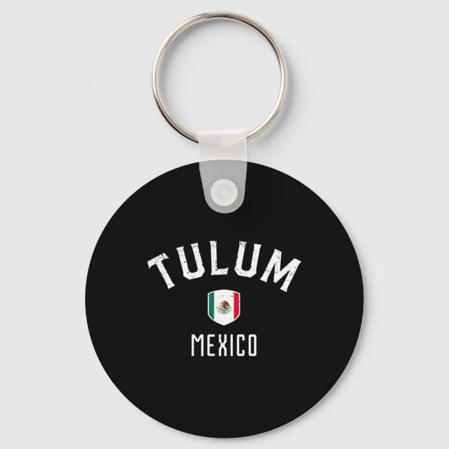 Tulum Mexico - Mexican Flag Tulum Tee  Keychain (Front)