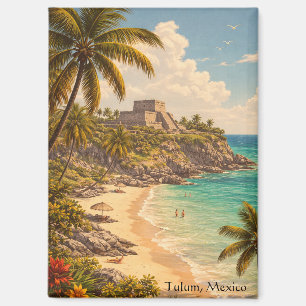 Tulum Mexico Retro Beach Destination Magnet