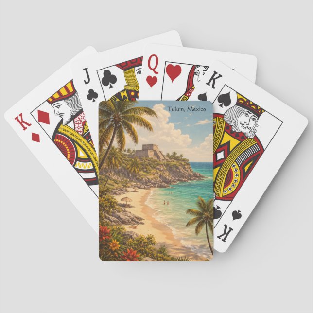 Tulum Mexico Retro Beach Destination Playing Cards (Back)