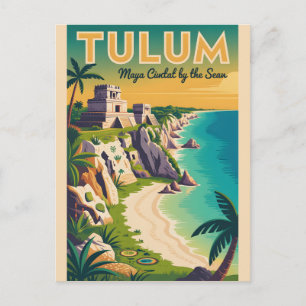 Tulum Mexico Retro Travel Poster Art Postcard