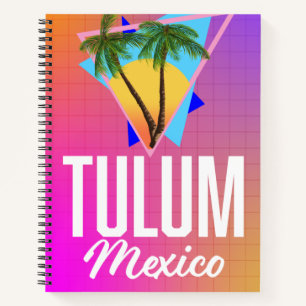 Tulum Mexico Retro travel poster. Notebook