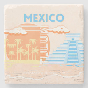 Tulum, Mexico, Travel Art, Summer Beach Stone Coaster
