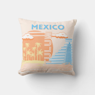 Tulum, Mexico, Travel Art, Summer Beach Throw Pillow