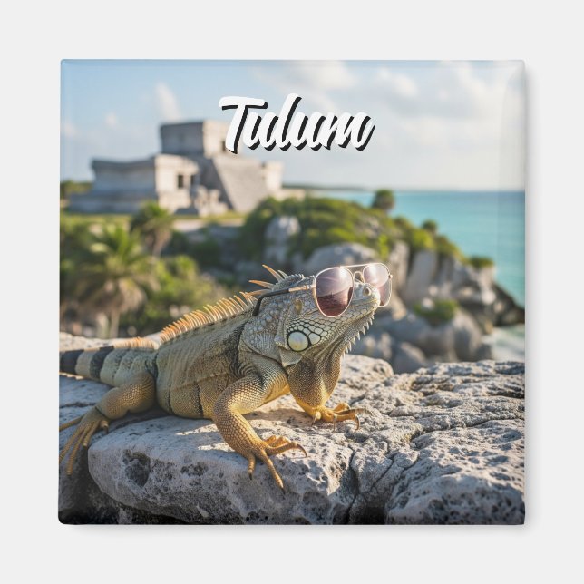 Tulum Mexico Travel Iguana Magnet (Front)