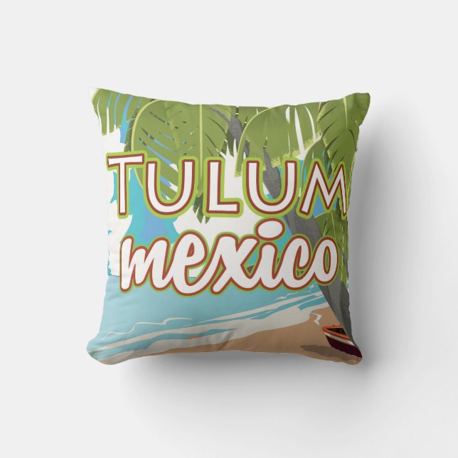Tulum, mexico travel poster throw pillow (Front)