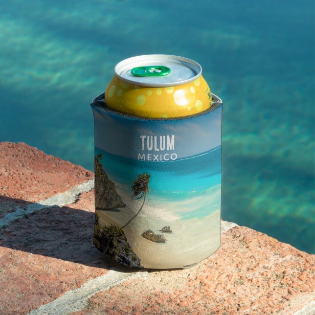 Tulum, Mexico - Tropical Beach Paradise Can Cooler (In Situ Pool)