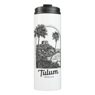 Tulum Mexico Vintage Travel Destination Mayan Ruin Thermal Tumbler