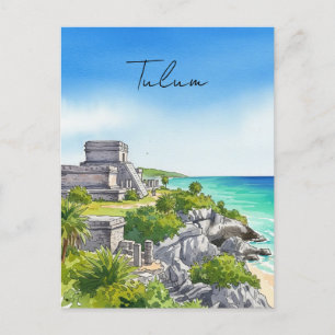 Tulum Mexico Watercolor Postcard