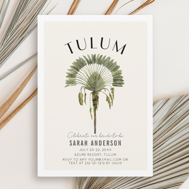 Tulum Palm Tree Bachelorette Weekend Itinerary Invitation (Creator Uploaded)