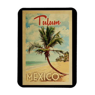 Tulum Palm Tree Vintage Travel Magnet