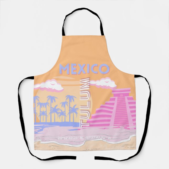 Tulum, Travel Art, Preppy Apron (Front)
