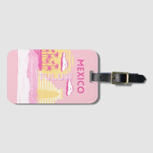 Tulum, Travel Art, Preppy Art, Pink Luggage Tag