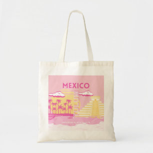 Tulum, Travel Art, Preppy Art, Pink Tote Bag