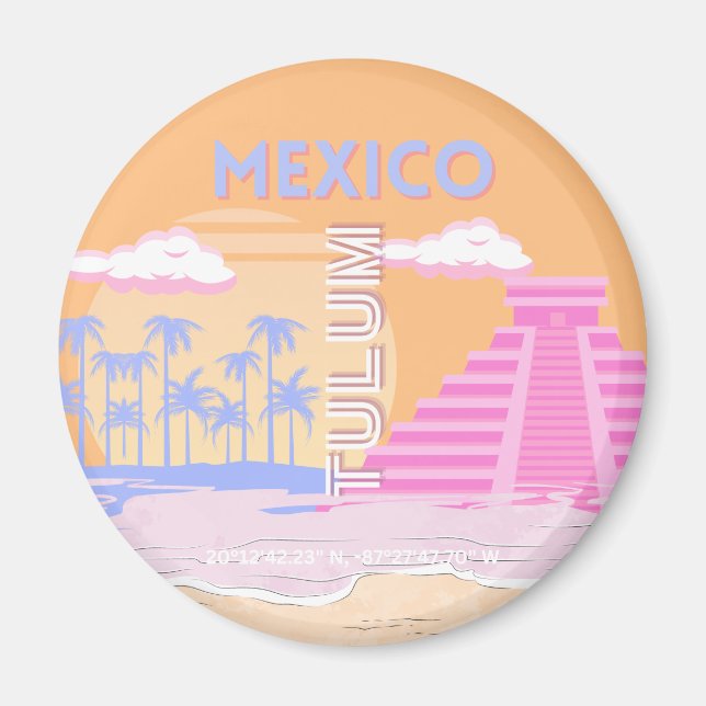 Tulum, Travel Art, Preppy Magnet (Front)