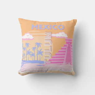 Tulum, Travel Art, Preppy Throw Pillow