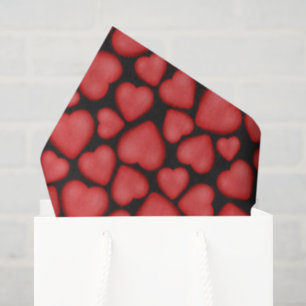 tumbled red hearts pattern tissue paper