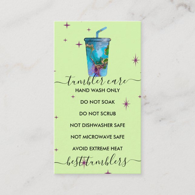 Tumbler care green business card (Front)