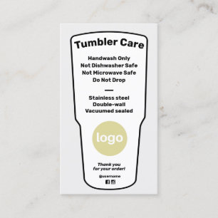 Tumbler Care Instructions Add Logo Business Card