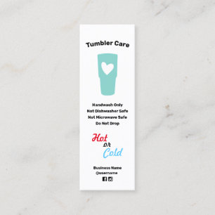 Tumbler Care Instructions Business Card
