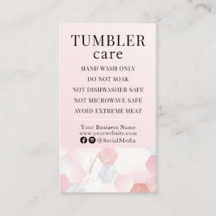 Tumbler Care Instructions Modern Pink Geometric Business Card
