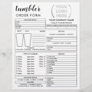 Tumbler Mug Cup Order Form Flyer