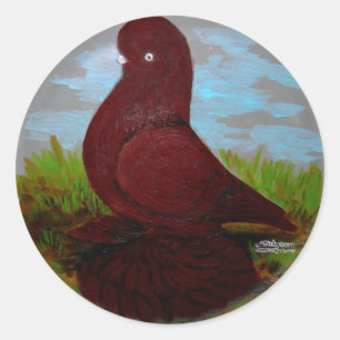 Tumbler Pigeon Red Muff Classic Round Sticker