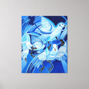 Tumbler Pigeons in Cerulean Blue Canvas Print