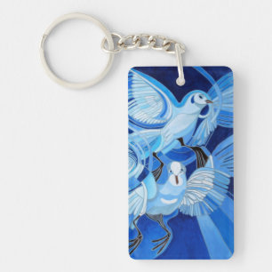 Tumbler Pigeons in Cerulean Blue Keychain