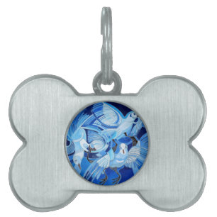 Tumbler Pigeons in Cerulean Blue Pet Name Tag