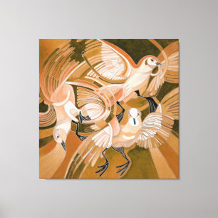 Tumbler Pigeons In Sepia Abstract Art Canvas Print
