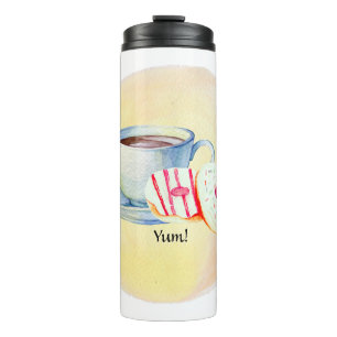 Tumbler with Coffee & Doughnuts Design