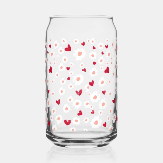 Tumblers daisy and hearts can glass (Front)