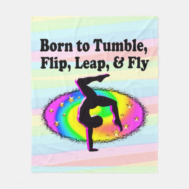 TUMBLING AND FLIPPING GYMNAST GIRL FLEECE BLANKET (Front)