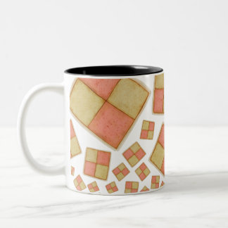 Tumbling Battenberg Cake Two-Tone Coffee Mug