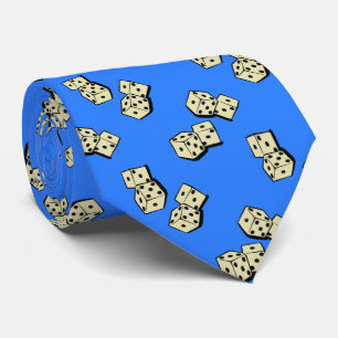 Tumbling Dice Gambling French Blue Two-sided Tie