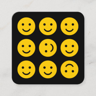 Tumbling Emojis - Amber on Black Square Business Card