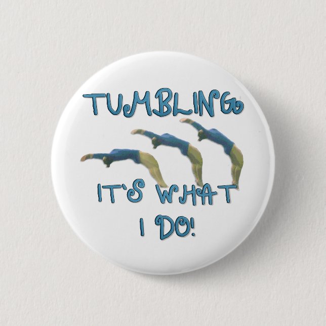 Tumbling gymnast 2 inch round button (Front)