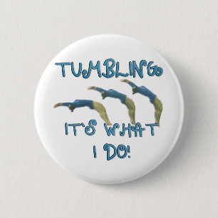 Tumbling gymnast 2 inch round button
