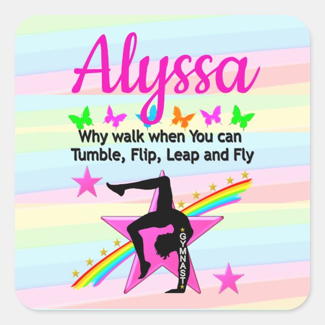 TUMBLING GYMNASTICS QUEEN SQUARE STICKER (Front)